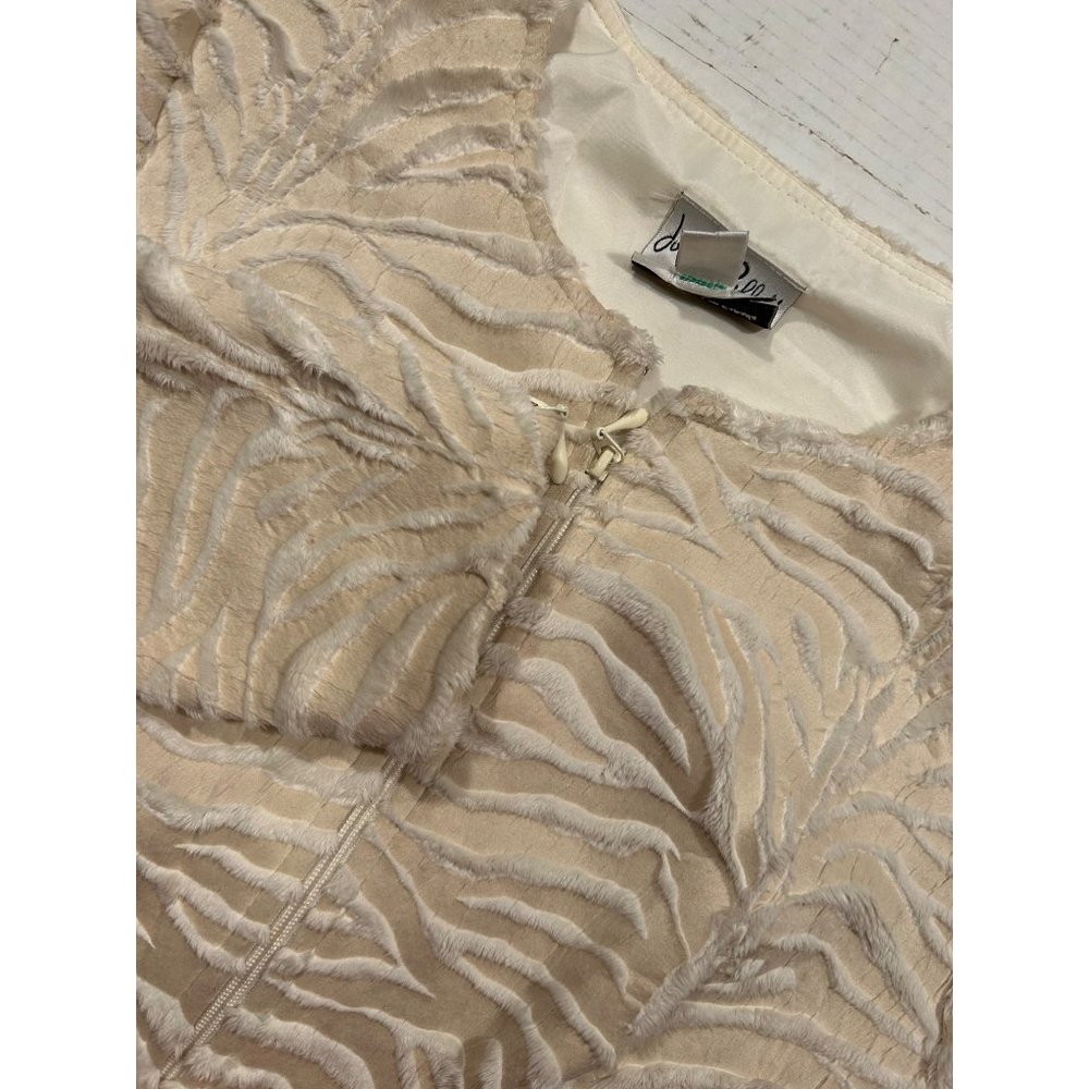 Joseph Robkoff Vintage Cropped Ivory/Cream Faux Fur Zebra Print Jacket Size 10